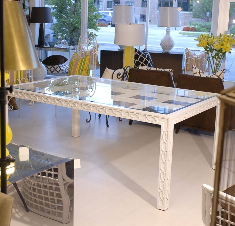 White Chippendale Style Dining Table