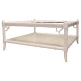 White Faux Bamboo Square Coffee Table
