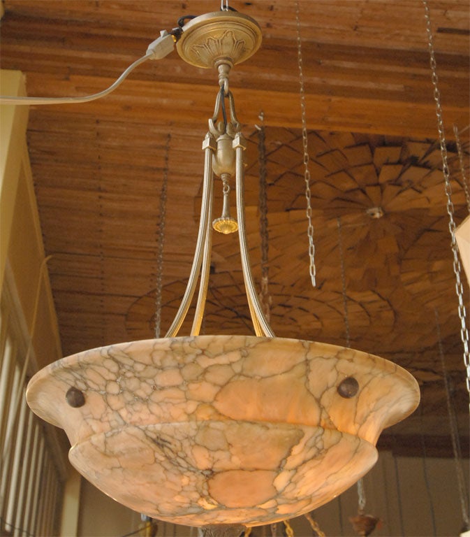 Amber Alabaster Light Fixture, European, circa 1910