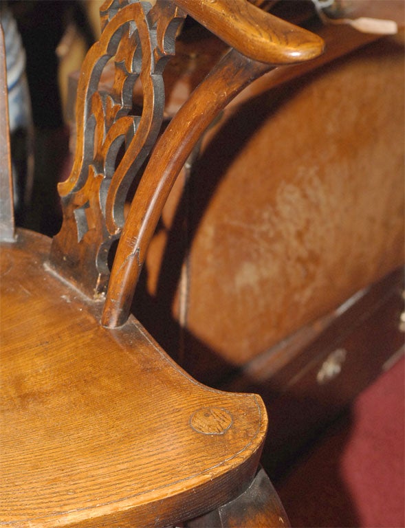 English Oak and Yew Wood  Gothic Revival Windsor Armchair 1