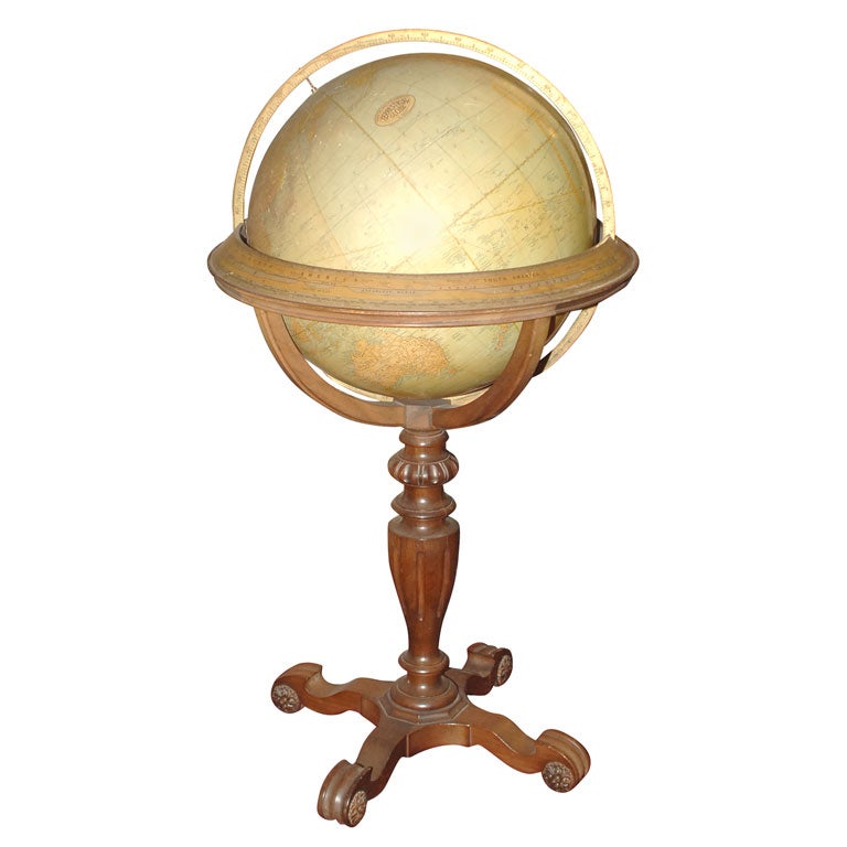 Large Free-Standing Floor Model Terrestrial Globe