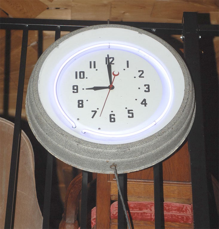 Vintage Mid 20th Century Large Neon Clock 1