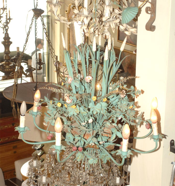 Large French Tole Chandelier 2