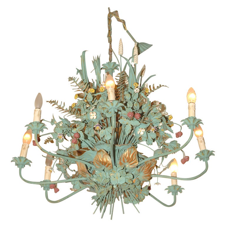 Large French Tole Chandelier