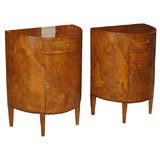 Pair of Olivewood Demilune Cabinets