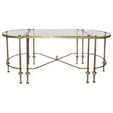 Antique Three Piece Bronze and Glass Coffee Table