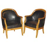 Swedish Faux Crocodile Armchairs