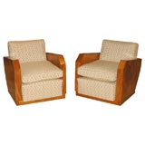 Pair of French Art Deco Club Chairs-