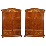 Pair of Danish Empire Linen Presses-