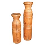 Antique Pair Heart Pine Turned Pedestals