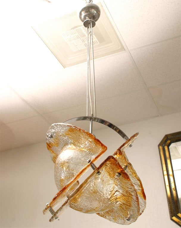 Chrome Midcentury Murano Space Age Light Fixture by Mazzega For Sale