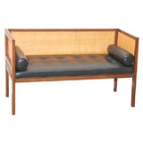 Caned Leather Bench