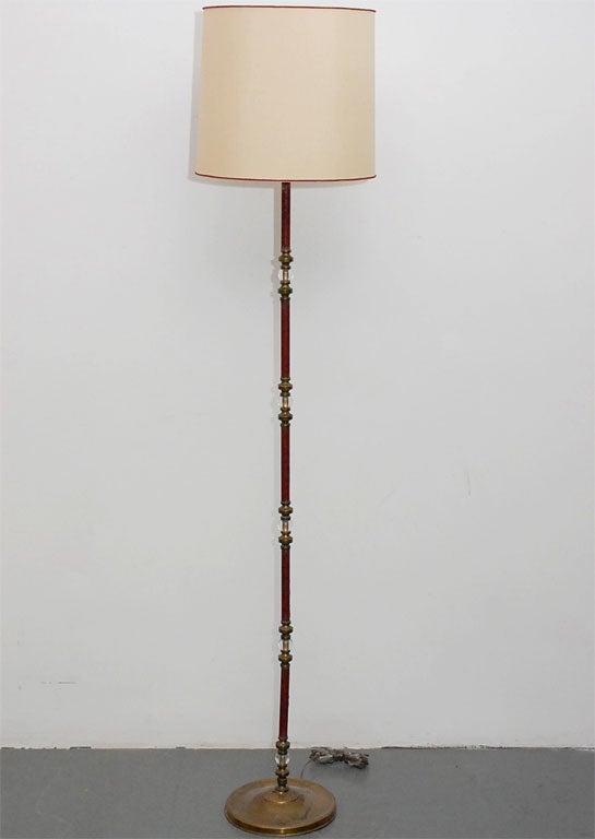 Red Shagreen & Crystal French Floorlamp