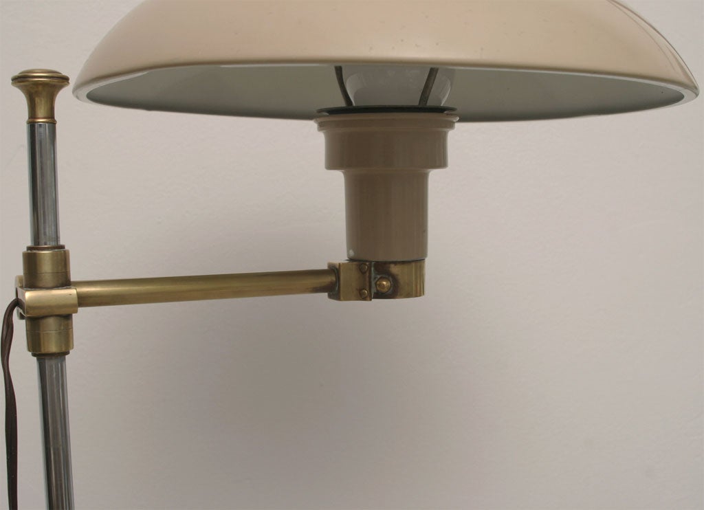 Mid-20th Century 1950's Brass and Enamel Desk Lamp
