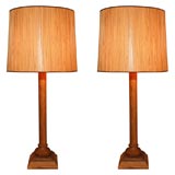 pair Bamboo Table Lamps
