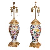 Pair of 19th Century Porcelain Vases, Now  Wired as Lamps