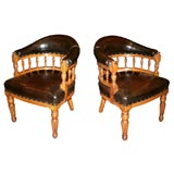 Pair of William IV Oak Barrel Back Library Chairs