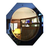 Italian Mid Century Cobalt Blue Octagonal Mirror