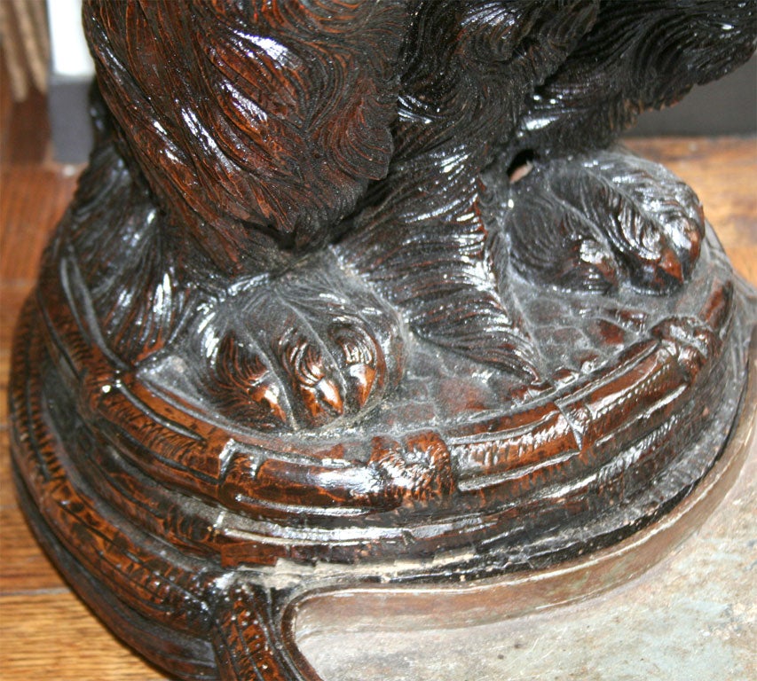 Fruitwood Black Forest Carved Dog Form Umbrella Stand