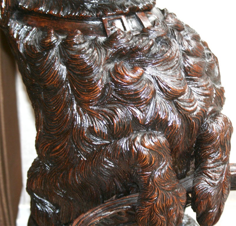 Black Forest Carved Dog Form Umbrella Stand 2