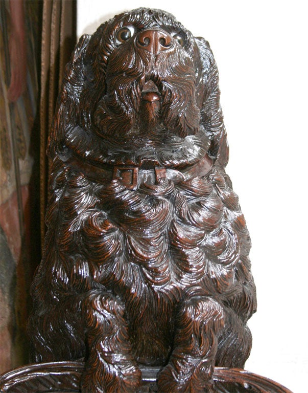 Black Forest Carved Dog Form Umbrella Stand 4