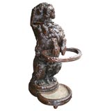 Black Forest Carved Dog Form Umbrella Stand