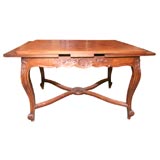 Antique FRNCH COUNTRY DRAW-LEAF OAK DINING TABLE