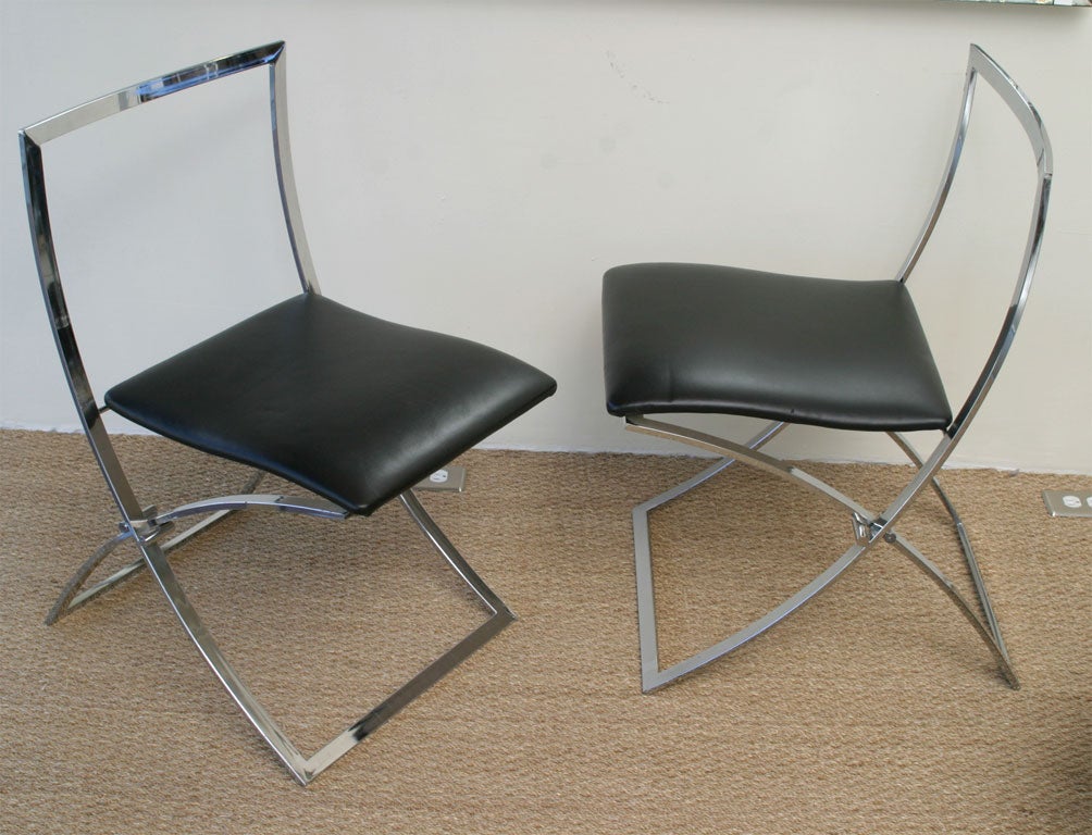 Pair of Maison Jansen Sculptural Folding Chairs