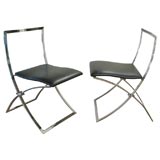 Pair of Maison Jansen Sculptural Folding Chairs