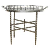 Nickel Silver Bamboo Tray Table