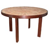 Ceramic and Wood Round Dining Table by Roger Capron