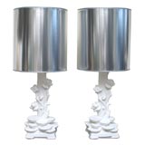 Pair of Plaster Lotus Lamps Pair of Plaster Lotus Lamps