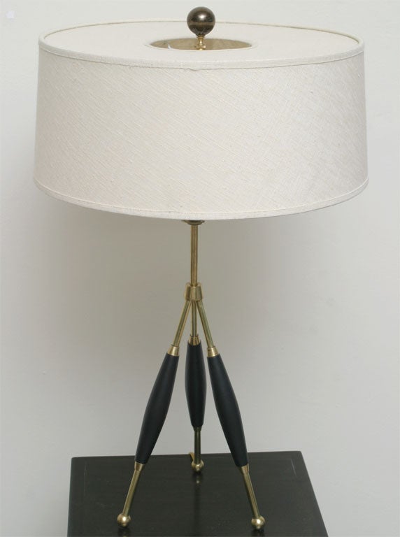 Tripod Table Lamp with Original Shade and Finial
