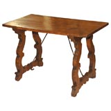 Late 17th Century Spanish Baroque Walnut Trestle Side Table