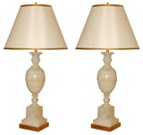 Pair of Late 19th Century French Alabaster Lamps
