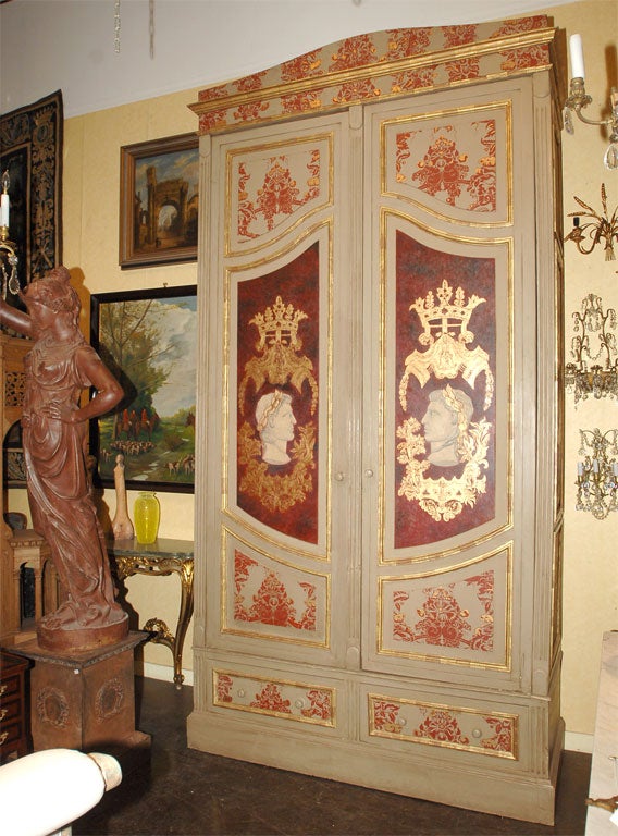Grand-Scale Italian Painted Armoire
