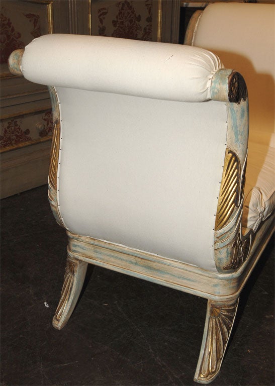 Upholstery Italian Painted and Parcel-Gilt Chaise For Sale