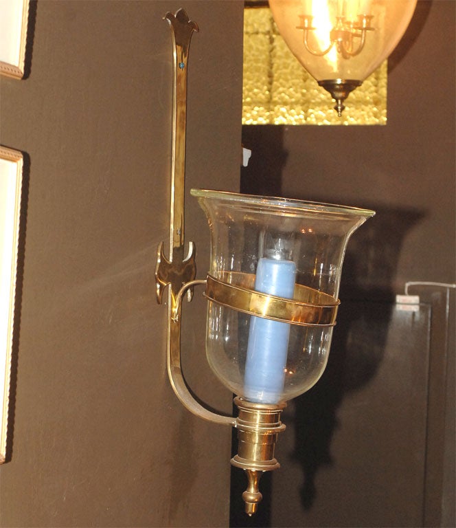 A Pair of 19th Century English Brass Wall Lanterns