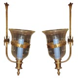 A Pair of 19th Century English Brass Wall Lanterns