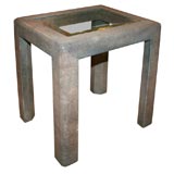 Small scale shagreen side table with glass top by Maitland-Smith