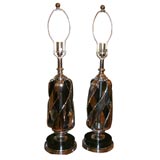 Pair of twisted chrome lamps