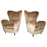 Vintage Pair of crushed velvet wingback chairs