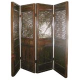 Japanese elmwood screen, four panels Japanese elmwood screen, four panels