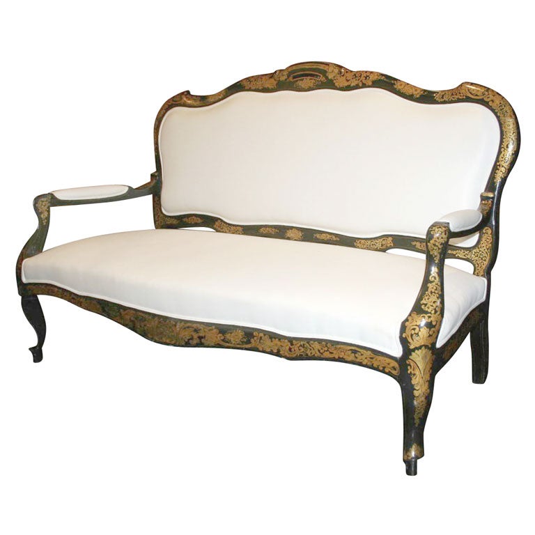 19th Century Black Lacquered Canapé For Sale