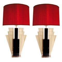 Pair of elegant lucite lamps