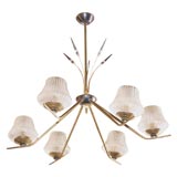 French 1950's chandelier with 6 Glass Shades