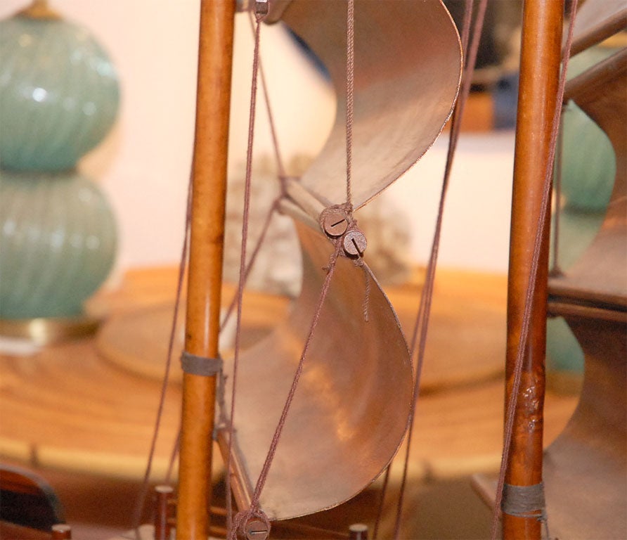 Handcarved Junk with 3 bentwood sails 6
