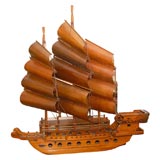 Handcarved Junk with 3 bentwood sails