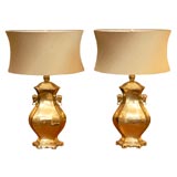 Vintage Pair of brass table lamps by Marbro Lamp Company