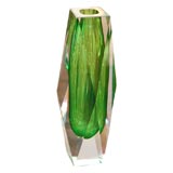 Green glass vase by Flavio Poli